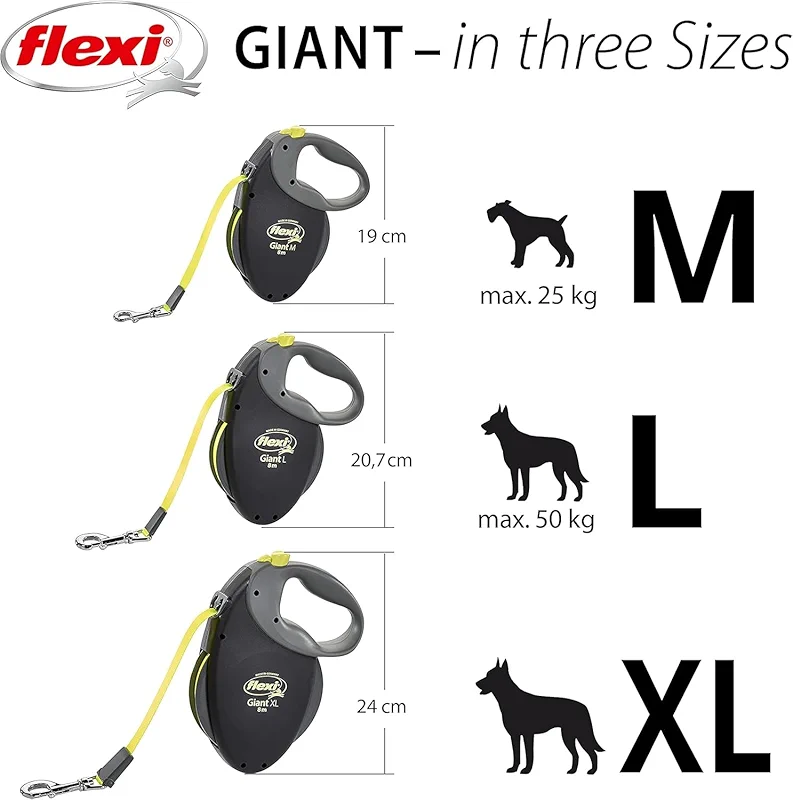FLEXI Giant Tape Retractable Dog Leashes for Medium Dogs Upto 55 lbs. – 26