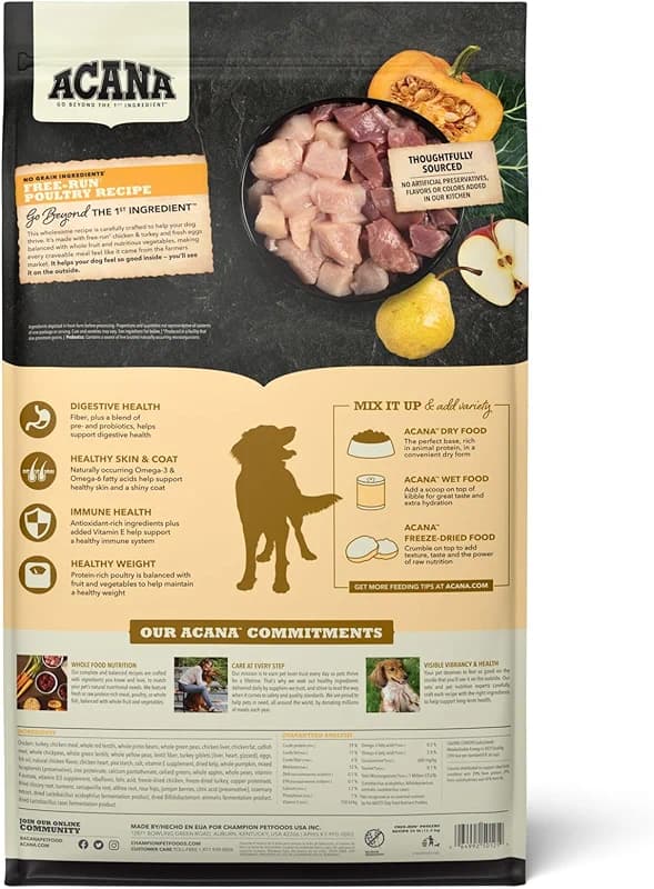 ACANA Grain Free Dry Dog Food Free Run Poultry Recipe 25lb Bag — image 4