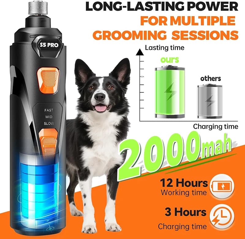 Whisper Quiet Dog Nail Grinder with 4 LED Lights — image 3