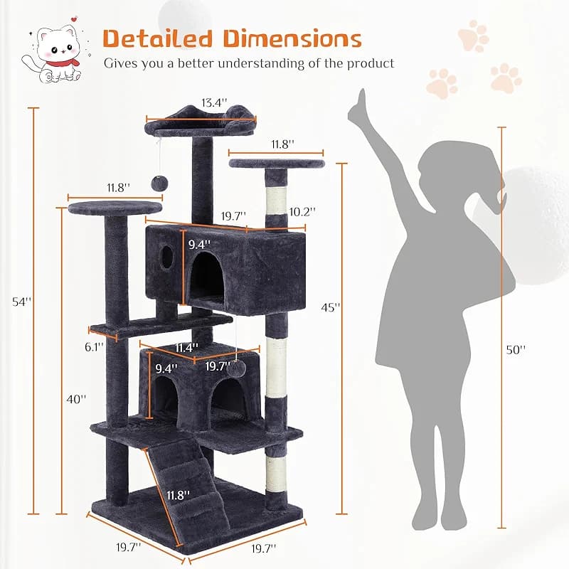 Sweetcrispy 54 Inch Cat Tree Tower