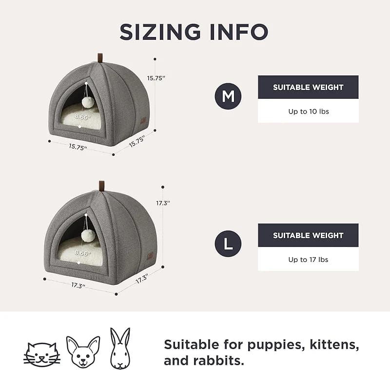 Bedsure Cat Beds for Indoor Cats - 2 in 1 Cat Cave House Tent for Kittens