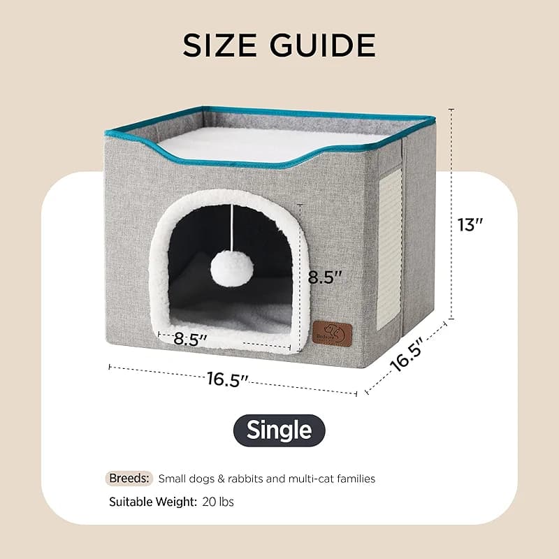 Bedsure Cat Beds for Indoor Cats - Large Cat Cave for Pet Cat House with — image 2