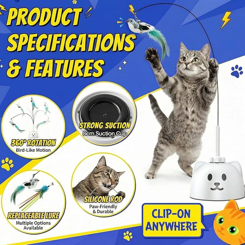 Interactive Cat Toys for Indoor Cats - Automatic Flying Bird Feather Toy — image 4