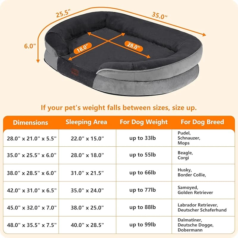 Dwanton Orthopedic Dog Bed for Medium Dogs with Gel Memory Foam — image 2
