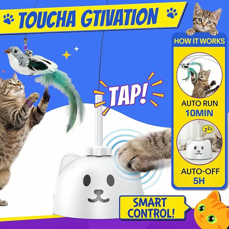 Interactive Cat Toys for Indoor Cats - Automatic Flying Bird Feather Toy — image 3