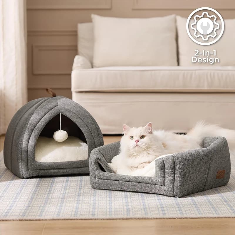 Bedsure Cat Beds for Indoor Cats - 2 in 1 Cat Cave House Tent for Kittens — image 5