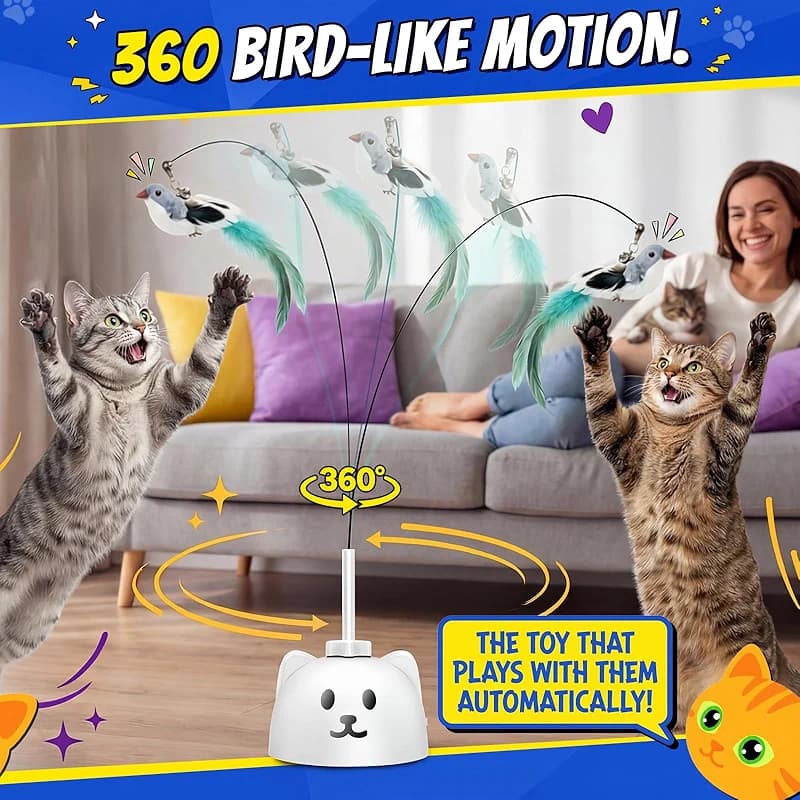 Interactive Cat Toys for Indoor Cats - Automatic Flying Bird Feather Toy — image 8
