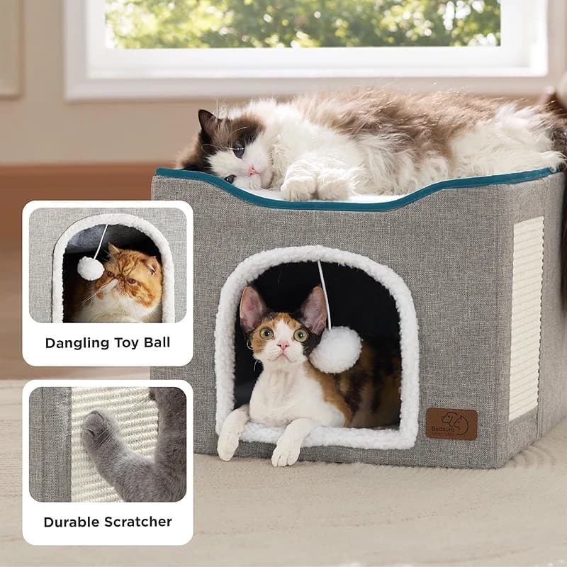 Bedsure Cat Beds for Indoor Cats - Large Cat Cave for Pet Cat House with — image 7