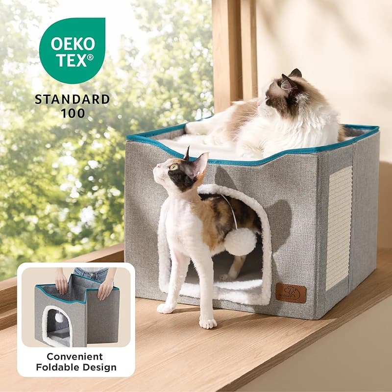 Bedsure Cat Beds for Indoor Cats - Large Cat Cave for Pet Cat House with — image 5